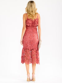WOMEN'S SLEEVELESS BODYCON CROCHET MIDI DRESS