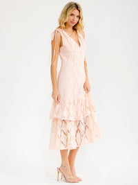 WOMEN'S SLEEVELESS V-NECK TIERED CROCHET MAXI DRESS