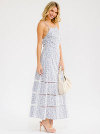 WOMEN'S SLEEVELESS OPEN BACK FLORAL EMBROIDERY MAXI DRESS