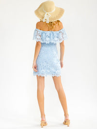WOMEN'S OFF SHOULDER RUFFLE CROCHET MINI DRESS