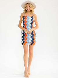 WOMEN'S SLEEVELESS MULTI COLOR BODYCON CROCHET MINI DRESS