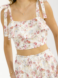 WOMEN'S SLEEVELESS CROP TOP & ELASTIC WAIST MAXI SKIRT FLORAL EMBROIDERY 2PC. SET
