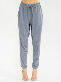 WOMEN'S ELASTIC WAIST FRONT POCKETS SKINNY PANTS