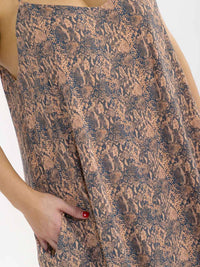PLUS SIZE SLEEVELESS V-NECK FRONT POCKETS SNAKE PRINT MAXI DRESS