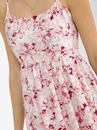 WOMEN'S SLEEVELESS SMOCK TIERED FLORAL MAXI DRESS