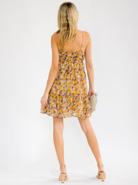 WOMEN'S SLEEVELESS V-NECK TIERED FLORAL MINI DRESS