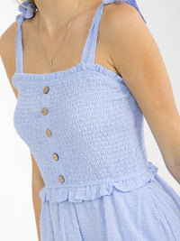 WOMEN'S SLEEVELESS SMOCK TIERED MINI DRESS