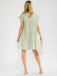 WOMEN'S SHORT SLEEVE TIERED LOOSE FIT TUNIC MINI DRESS