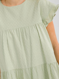 WOMEN'S SHORT SLEEVE TIERED LOOSE FIT TUNIC MINI DRESS