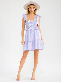 WOMEN'S SLEEVELESS SMOCK STRIPES COLORBLOCK MINI DRESS