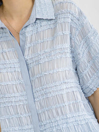 WOMEN'S SHORT SLEEVE BLOUSE & ELASTIC WAIST SHORTS RUCHED DETAILED 2PC. SET