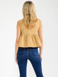 WOMEN'S SLEEVELESS STRETCH DENIM PEPLUM TOP