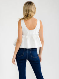 WOMEN'S SLEEVELESS STRETCH DENIM PEPLUM TOP