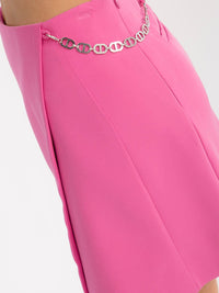 WOMEN'S ZIP UP SURPLICE CHAIN DETAILED MINI SKIRT