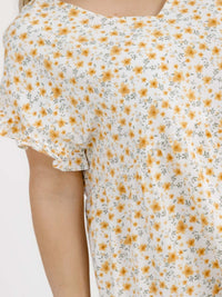 PLUS SIZE SHORT SLEEVE FRONT POCKETS FLORAL TUNIC MINI DRESS