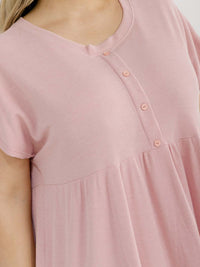 PLUS SIZE SHORT SLEEVE BUTTON UP TIERED TUNIC MINI DRESS