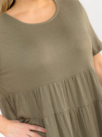 PLUS SIZE SHORT SLEEVE TIERED TUNIC MIDI DRESS