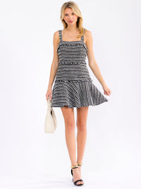 WOMEN'S SLEEVELESS SQUARE NECK FIT & FLARE TWILL MINI DRESS