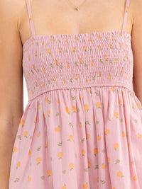 WOMEN'S SLEEVELESS SMOCK FLORAL MINI DRESS