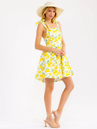 WOMEN'S SLEEVELESS SQUARE NECK PRINT DENIM MINI DRESS