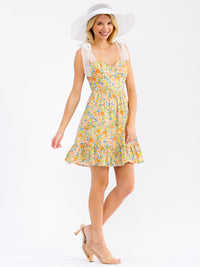 WOMEN'S SLEEVELESS FIT & FLARE FLORAL MINI DRESS