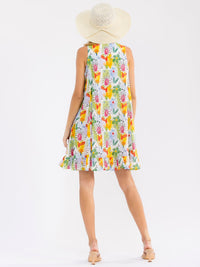 WOMEN'S SLEEVELESS BUTTON UP FLORAL PRINT TUNIC MINI DRESS