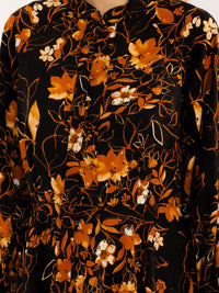WOMEN'S LONG SLEEVE BUTTON UP FLORAL PRINT MINI DRESS