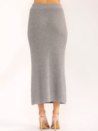 WOMEN'S ELASTIC WAIST RIBBED MAXI SKIRT