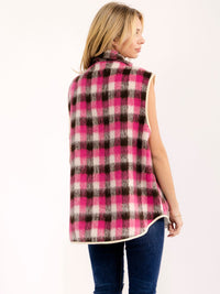 WOMEN'S SLEEVELESS BUTTON CLOSURE FRONT POCKETS COLORBLOCK VEST