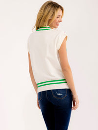 WOMEN'S SLEEVELESS V-NECK SEQUINS COLORBLOCK TOP