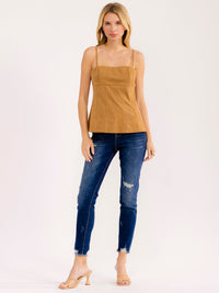 WOMEN'S SLEEVELESS SQUARE NECK VELVET TOP