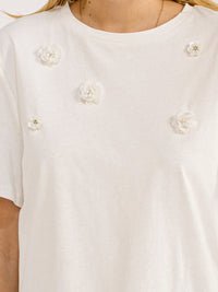 WOMEN'S SHORT SLEEVE SEQUINS DETAILED T-SHIRT