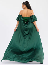 WOMEN'S SHORT SLEEVE CAPE AND TUBE BODYCON FRONT SLIT MAXI DRESS