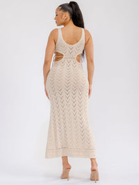 WOMEN'S SLEEVELESS BODYCON CROCHET CUT OUT MAXI DRESS