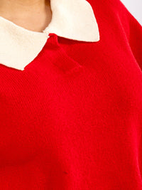 PLUS SIZE LONG SLEEVE BUTTON CLOSURE COLLAR PULLOVER SWEATER