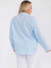 PLUS SIZE LONG SLEEVE BUTTON UP RHINESTONES SHIRT