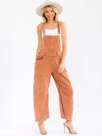 WOMEN'S SLEEVELESS POCKETS STRAIGHT LEG CORDUROY OVERALL