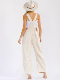 WOMEN'S SLEEVELESS POCKETS STRAIGHT LEG CORDUROY OVERALL