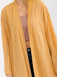 WOMEN'S LONG SLEEVE OPEN FRONT FLORAL STITCHED CARDIGAN