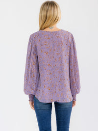 WOMEN'S LONG SLEEVE V-NECK FLORAL BLOUSE