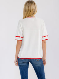 WOMEN'S SHORT SLEEVE TRIM DETAILED BLOUSE