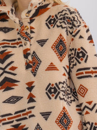 WOMEN'S LONG SLEEVE BUTTON UP FRONT POCKETS MULTI PRINT JACKET