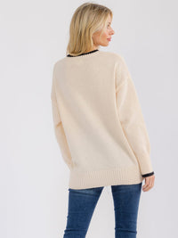 WOMEN'S LONG SLEEVE PRINT PULLOVER SWEATER