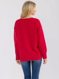WOMEN'S LONG SLEEVE PRINT PULLOVER SWEATER