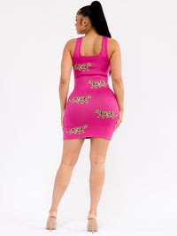 WOMEN'S SLEEVELESS ANIMAL PRINT BODYCON MINI DRESS