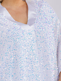 PLUS SIZE 3/4 SLEEVE V-NECK SEQUINS BLOUSE