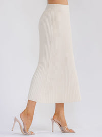 WOMEN'S ELASTIC WAIST RIBBED MAXI SKIRT