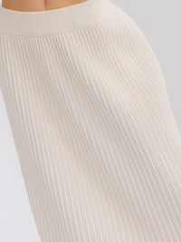 WOMEN'S ELASTIC WAIST RIBBED MAXI SKIRT