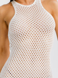 WOMEN'S SLEEVELESS SIDE SLIT CROCHET BODYCON MIDI DRESS