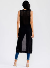 WOMEN'S SLEEVELESS V-NECK BUTTON CLOSURE CROCHET TOP